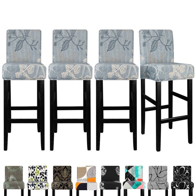BAR STOOL CHAIR COVERS SET OF 4JACQUARD BAR STOOL COVER BARSTOOL COVERS SLIPCOVERS STRETCH BAR STOOL COVERS WITH BACKS BAR STOOL PROTECTOR COVERS FOR KITCHEN DINING ROOM COUNTER ISLAND