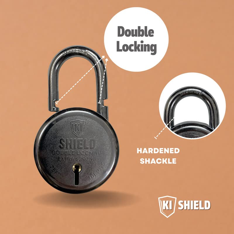 KI SHIELD 1049 Round Steel Keyed Padlock 75mm | (10 Levers, 3 Keys) |(Silver Chrome Plated Finish) | Door Accessories, Shutter Padlocks, Gate Hasps Door Lock |Durable Long Life | (1Lock) - Image 5