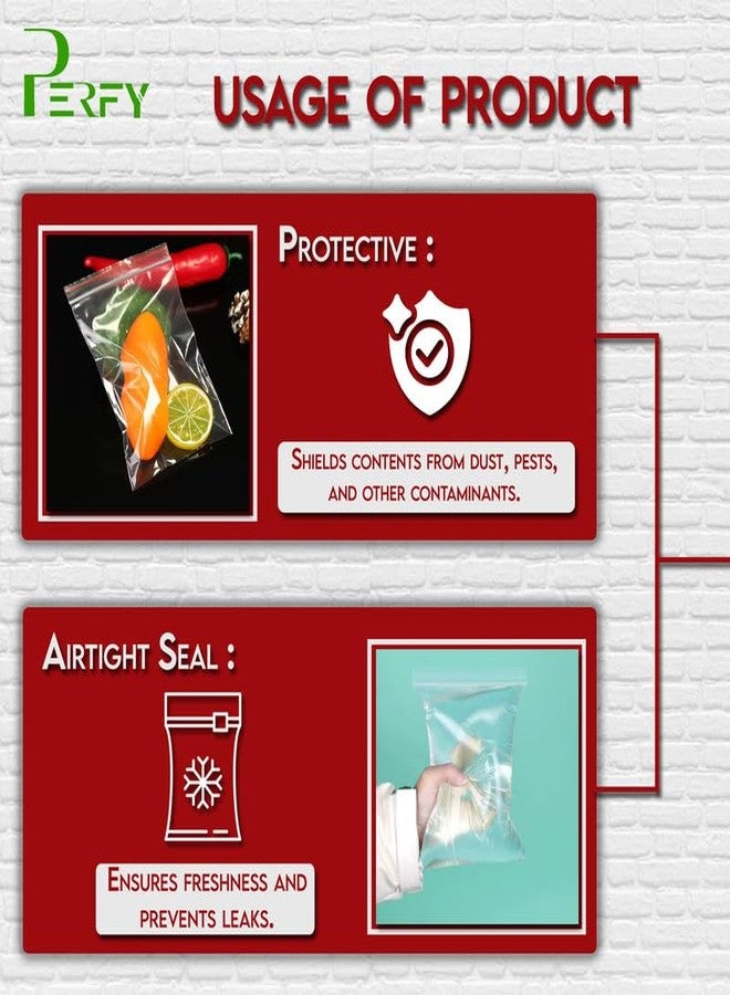 Perfy Multi Purpose Re-Usable Transparent Zip Lock (6x8)|Storage Pouches| Durable Press Seal Apply To Kitchen Storage 50(Pcs) - Image 4