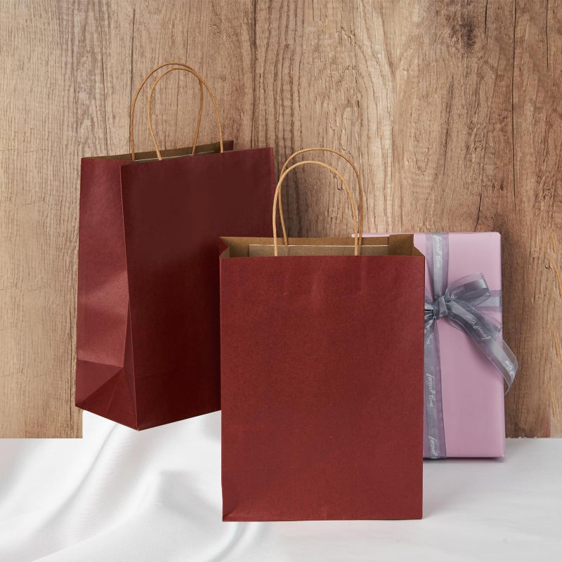 RACETOP 50 Pack 8x4.5x10.8 Inch Medium Red Kraft Paper Bags with Handles Bulk, Gift Bags, Shopping Bag for Boutique, Wedding Party Favor, Merchandise, Retail, Small Business - Image 5