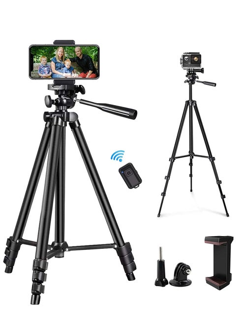 Phone Tripod Extendable Cell Phone Tripod with Wireless Bluetooth Remote and Universal Phone Holder Perfect for Video Recording/Selfies/Live Stream