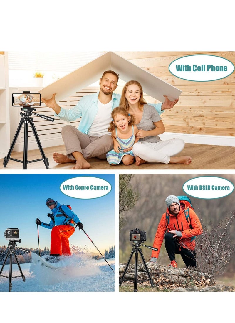 Phone Tripod Extendable Cell Phone Tripod with Wireless Bluetooth Remote and Universal Phone Holder Perfect for Video Recording/Selfies/Live Stream
