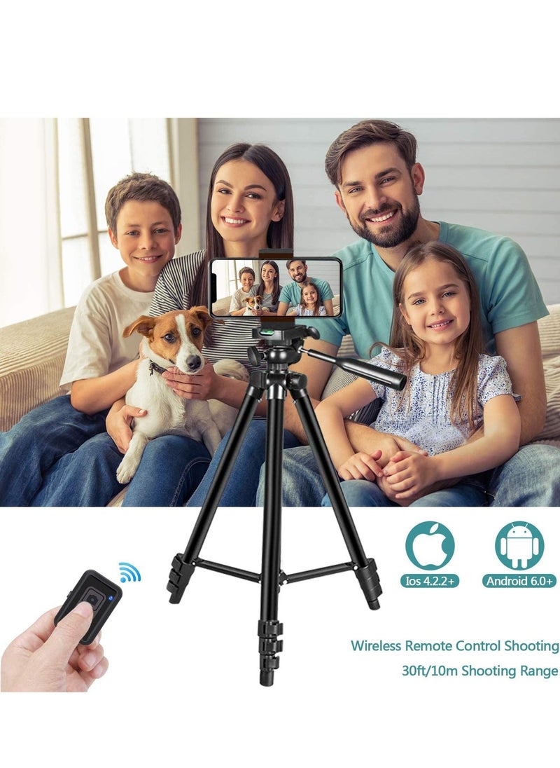 Phone Tripod Extendable Cell Phone Tripod with Wireless Bluetooth Remote and Universal Phone Holder Perfect for Video Recording/Selfies/Live Stream