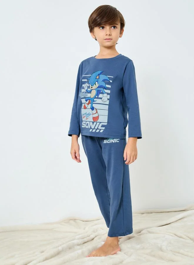 ستايلي طقم من بنطال بيجاما وتيشيرت بطبعة سونيك