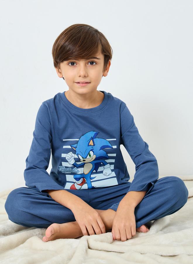 ستايلي طقم من بنطال بيجاما وتيشيرت بطبعة سونيك - Image 1