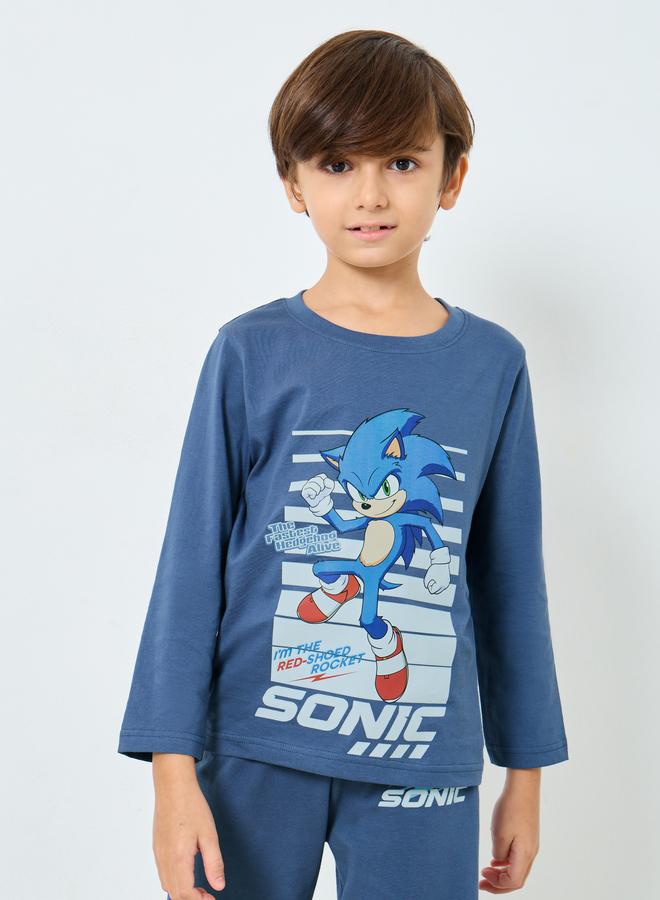 ستايلي طقم من بنطال بيجاما وتيشيرت بطبعة سونيك - Image 3