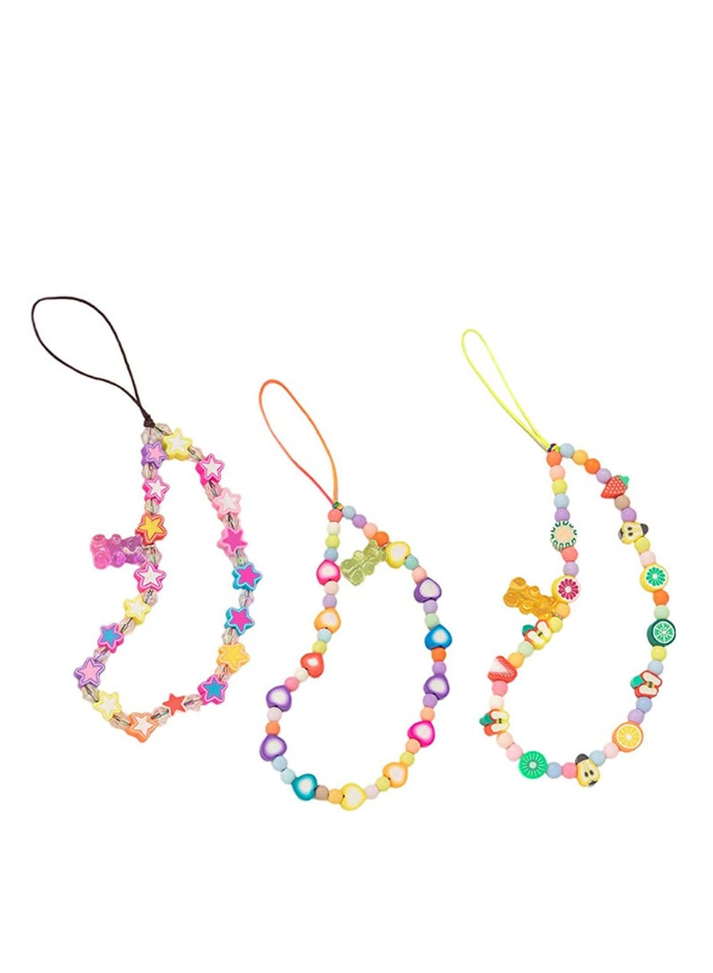 3 Pcs Beaded Phone Lanyard Strap Girly Style Fixed Beads Pearl Neck Lanyards - Image 3