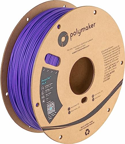 Polymaker PLA Filament Purple 3D Printing PLA Filament 175mm 1kg PolyLite 3D Printer PLA Filament Dimensional Accuracy 003mm Compatible with Most 3D Printer Purple