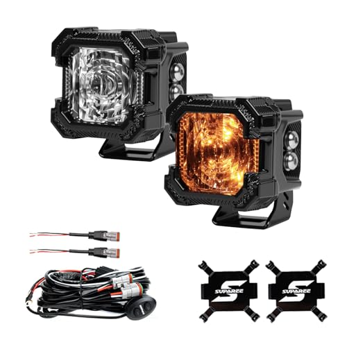 Suparee Recon 1 2Inch LED Pod Lights with Black Covers40W 3472LM Flood BeamAmber DRL Combo Ditch Light143 Wide Range IP68IP69K Waterproof Cube LED Offroad Light For Offroad Truck ATV UTV Car Boat - Image 1