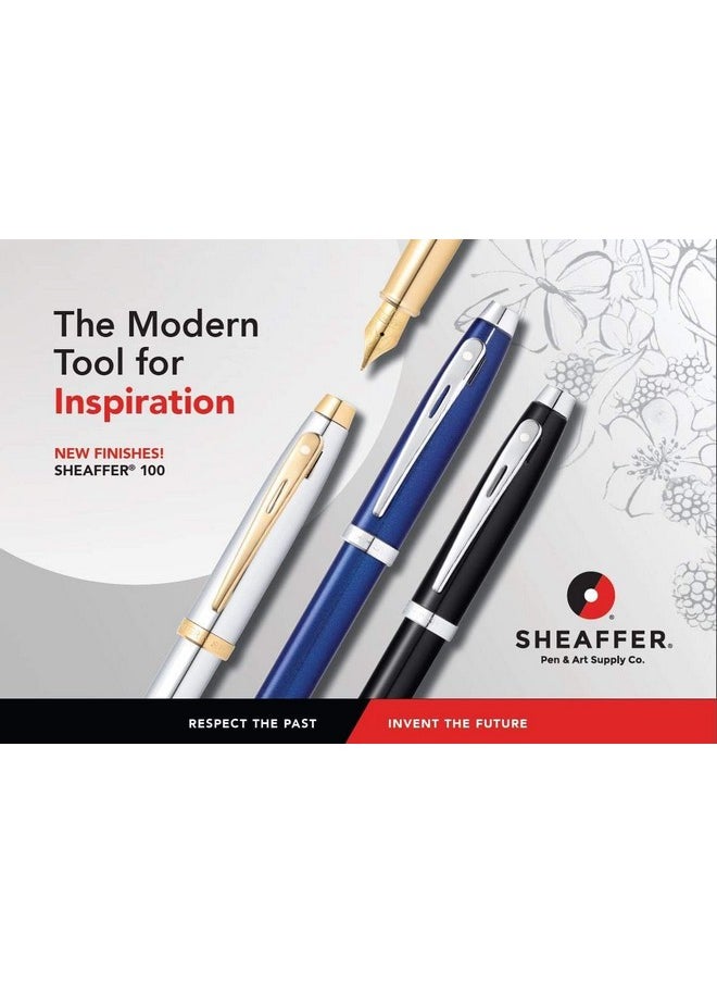 SHEAFFER - Sheaffer Gift 100 Glossy Black Fountain pen with Chrome Plated Trim | Fountain Pen Medium Nib | Pen Set for Gift - Image 1