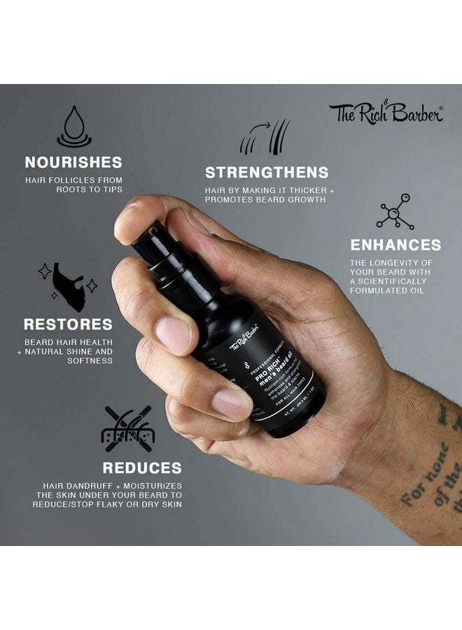 The Rich Barber The Rich Barber Pro Rich Men's Beard Oil, 1 oz. - Softens Beard & Promotes Thick Growth with Castor Oil, Argan Oil, & Jojoba Oil - For All Beard Types  - Image 5