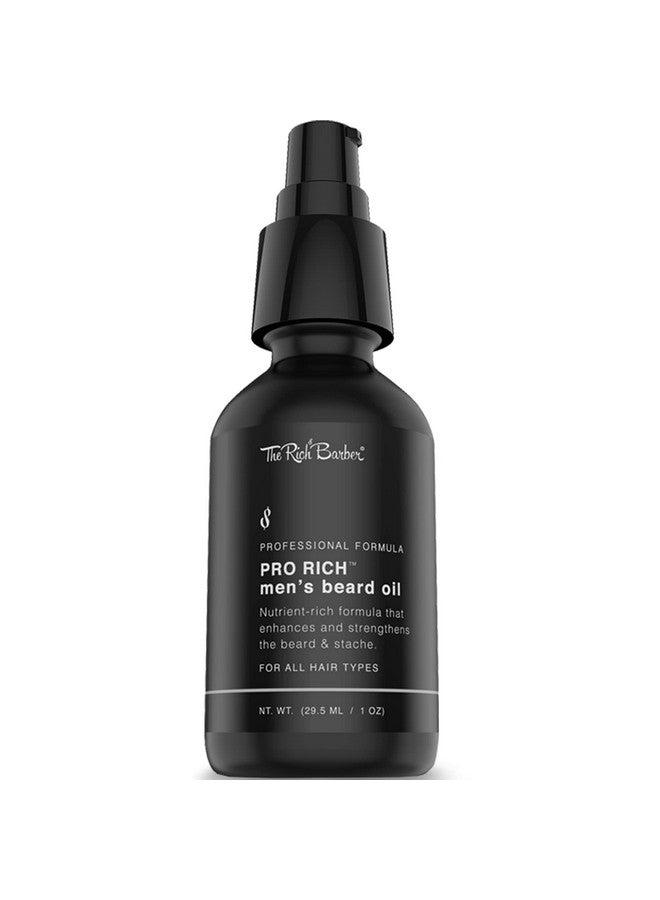 The Rich Barber The Rich Barber Pro Rich Men's Beard Oil, 1 oz. - Softens Beard & Promotes Thick Growth with Castor Oil, Argan Oil, & Jojoba Oil - For All Beard Types  - Image 1