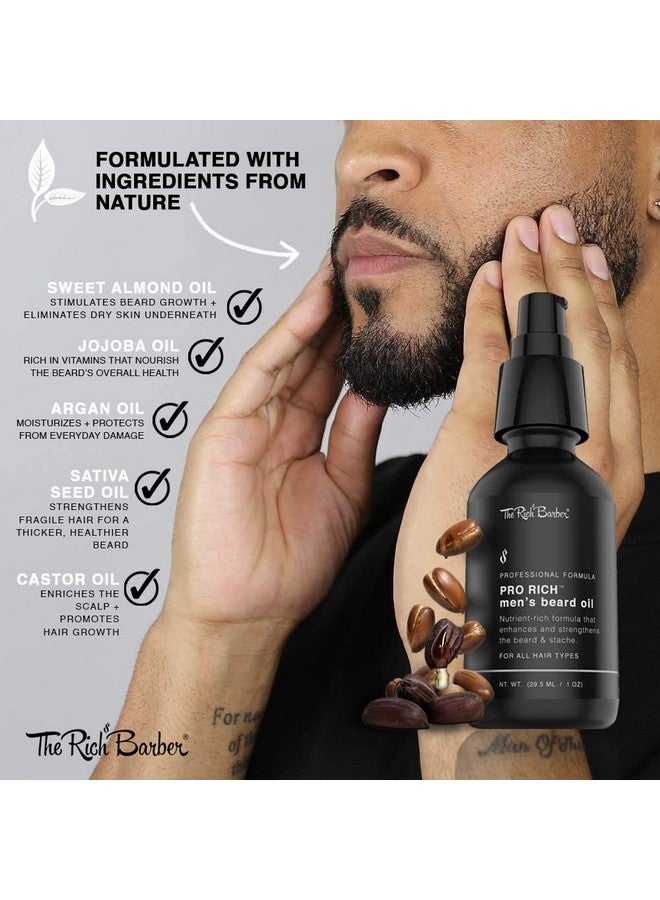 The Rich Barber The Rich Barber Pro Rich Men's Beard Oil, 1 oz. - Softens Beard & Promotes Thick Growth with Castor Oil, Argan Oil, & Jojoba Oil - For All Beard Types  - Image 3