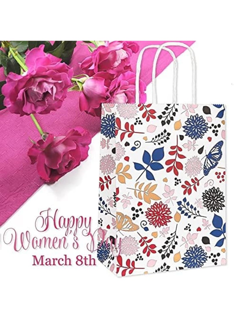 Luckam Floral Paper Party Favor Bags,Kraft Gift Goodie Bags with Handles for Wedding, Birthday, Mother's Day, Gifts, Shopping and Party Supplie, Butterfly and Flower 8.7x6.3x3.1 Inch-12PCS - Image 4
