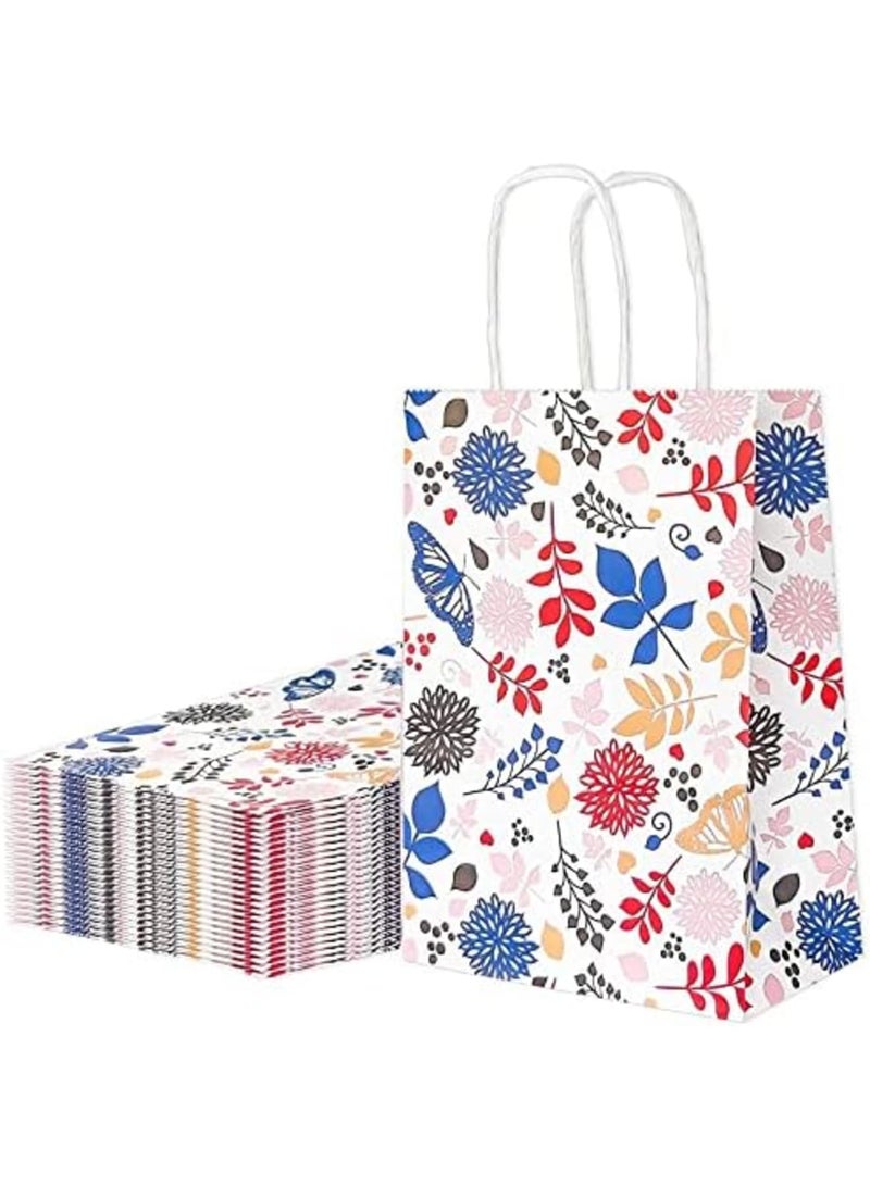 Luckam Floral Paper Party Favor Bags,Kraft Gift Goodie Bags with Handles for Wedding, Birthday, Mother's Day, Gifts, Shopping and Party Supplie, Butterfly and Flower 8.7x6.3x3.1 Inch-12PCS - Image 1