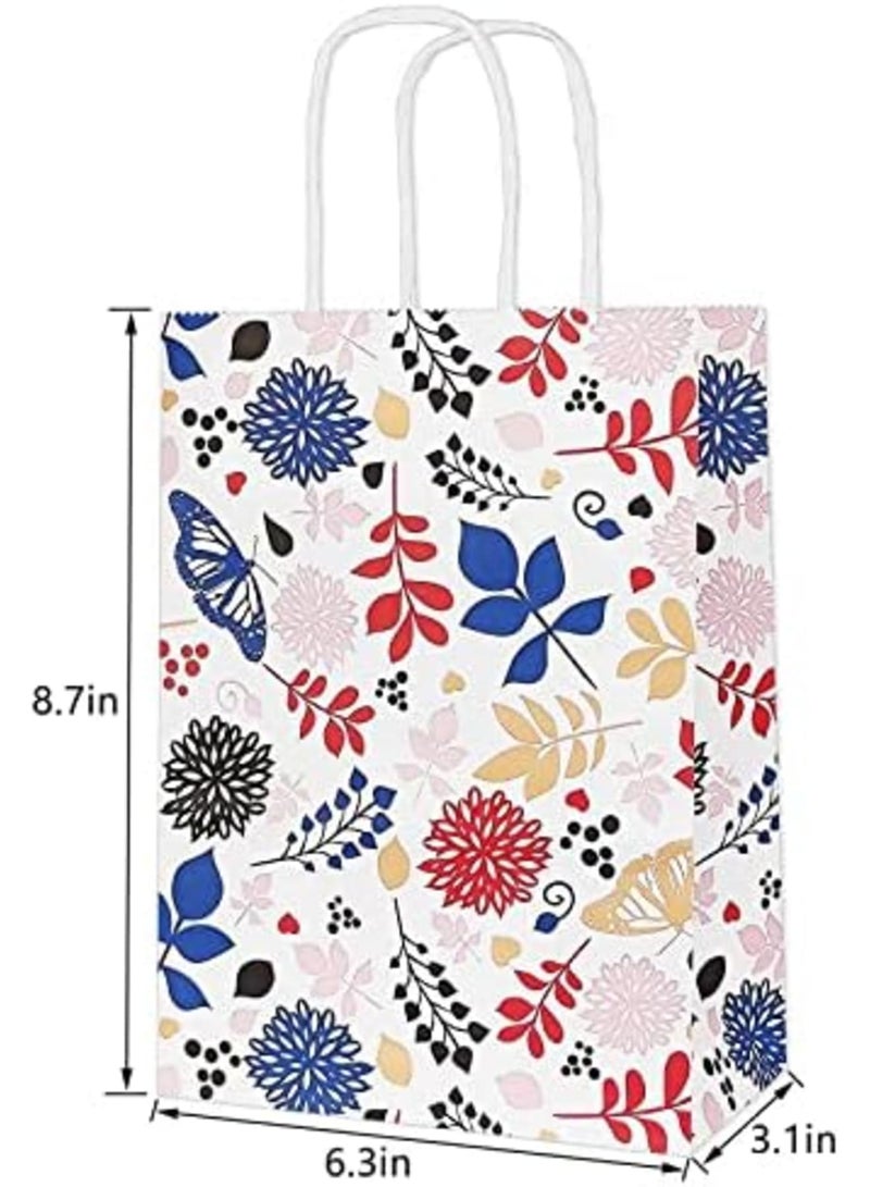 Luckam Floral Paper Party Favor Bags,Kraft Gift Goodie Bags with Handles for Wedding, Birthday, Mother's Day, Gifts, Shopping and Party Supplie, Butterfly and Flower 8.7x6.3x3.1 Inch-12PCS - Image 2