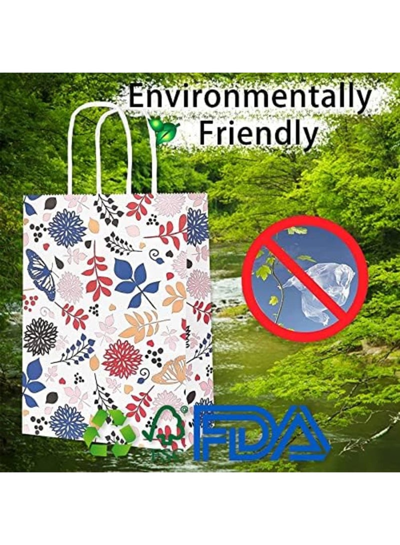 Luckam Floral Paper Party Favor Bags,Kraft Gift Goodie Bags with Handles for Wedding, Birthday, Mother's Day, Gifts, Shopping and Party Supplie, Butterfly and Flower 8.7x6.3x3.1 Inch-12PCS - Image 5