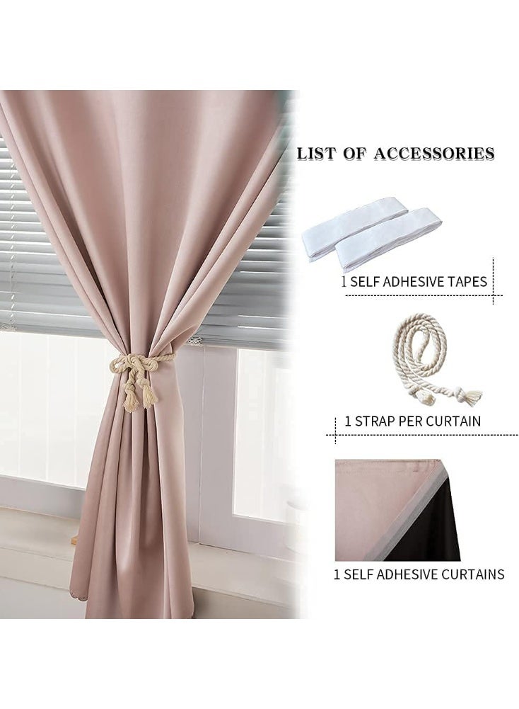 DELGREEN 100% Blackout Curtain, Self-adhesive and Portable, Easy to install, Sun Protection, Heat Insulation, Privacy Protection, Short Length, Suitable for Various Room Types, Bedroom Curtains, Bedroom Decoration, Modern Curtains - Image 5
