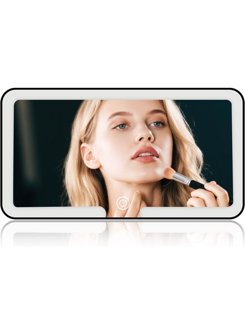 مرآة زينة للسيارة بإضاءة LED - مرآة مكياج قابلة للتعتيم مع تحكم باللمس، 3 أوضاع إضاءة LED قابلة للتعديل، مرآة قابلة لإعادة الشحن من النوع C للنساء - أسود - Image 1