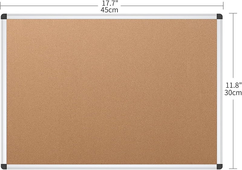 VIZ-PRO Cork Notice Board, 18 X 12 Inches, Cork Bulletin Board with Silver Aluminium Frame - Image 2