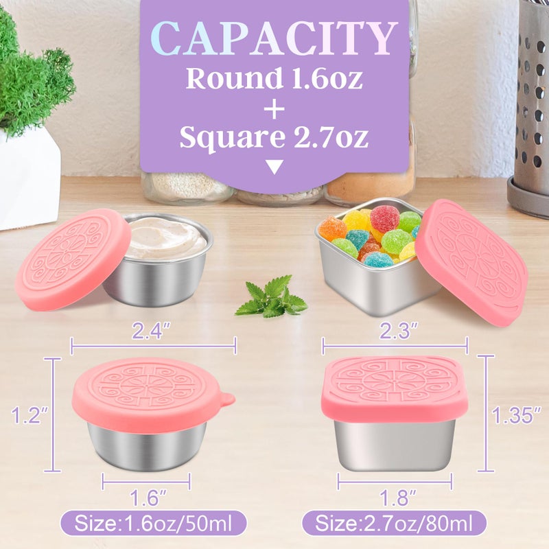 Qukaka 6 PCS Salad Dressing Container to Go,Handy Leakproof Stainless Steel Meal Prep Containers Reusable,Sauce Containers for Lunch Box, Picnics, Travel, Office and Kitchen Storage-1.6oz+2.7oz - Image 2