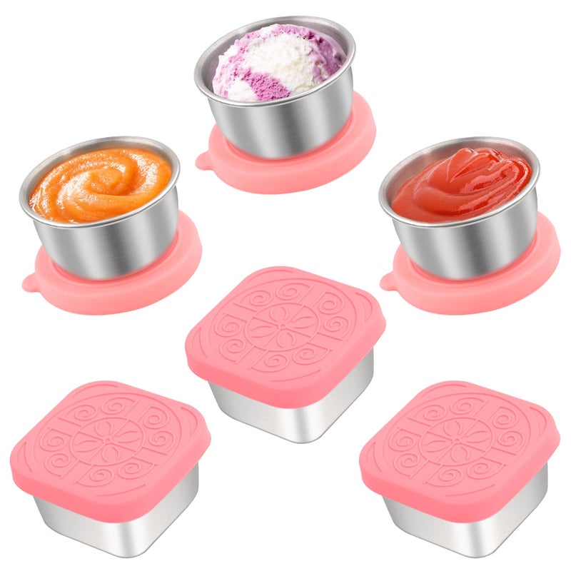 Qukaka 6 PCS Salad Dressing Container to Go,Handy Leakproof Stainless Steel Meal Prep Containers Reusable,Sauce Containers for Lunch Box, Picnics, Travel, Office and Kitchen Storage-1.6oz+2.7oz - Image 1