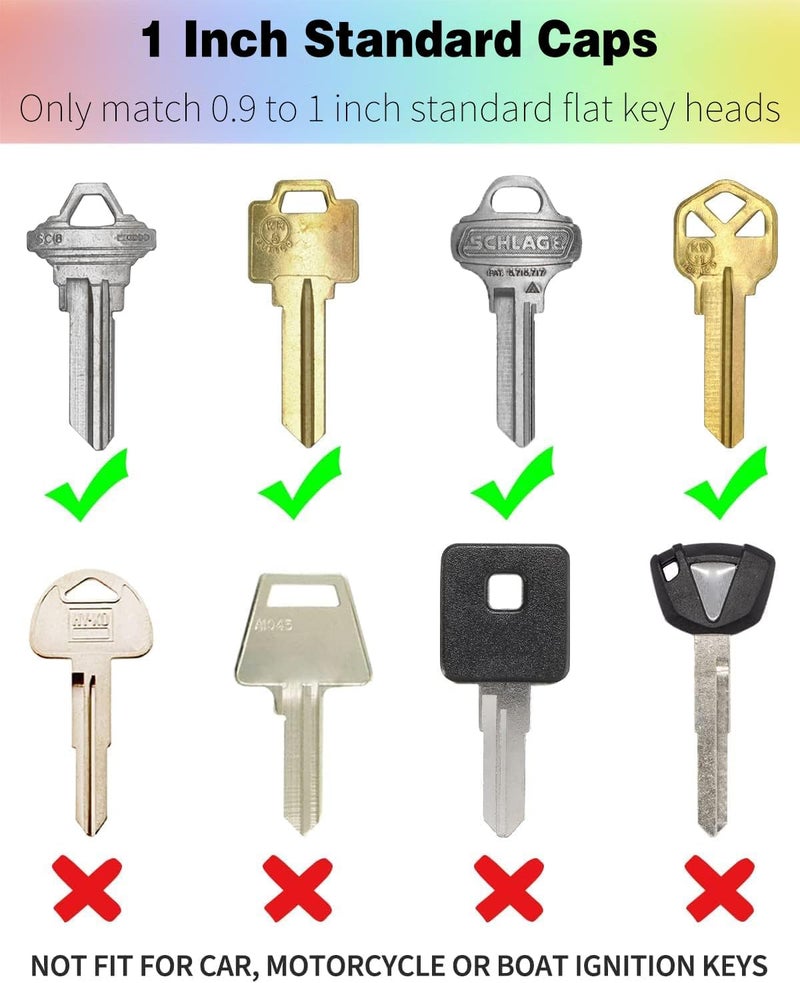 Vibit 16 Pack Colorful Plastic Key Cap Tags and Identifier Covers for Standard Flat House Keys, 2 Styles - Image 3