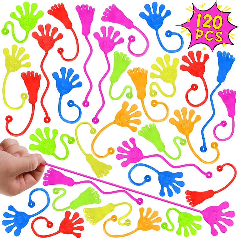 PICcircuit Sticky Hands Bulk 120 PCS Party Favors for Kids 48812 Year Stretchy Sticky Hand Feet Goodie Bags Stuffers for Kids Treasure Box Toys for Classroom Small Mini Prizes Trinkets Pinata Stuff - Image 3