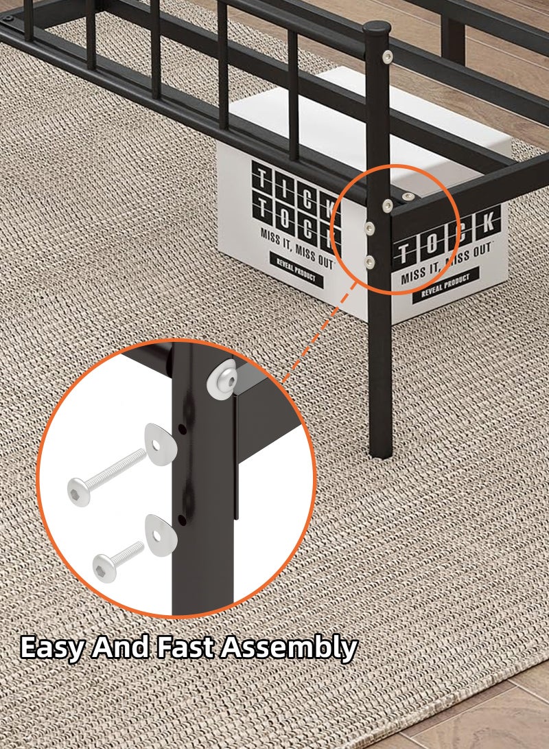 ULHYC Heavy Duty Single Bed Frame with Headboard: Features Reinforced Steel Tube, Supports 272KG, Ample Underbed Storage, and No Box Spring Required for Ultimate Stability. - Image 2