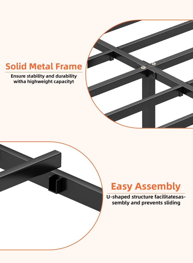 ULHYC Heavy Duty Single Bed Frame with Headboard: Features Reinforced Steel Tube, Supports 272KG, Ample Underbed Storage, and No Box Spring Required for Ultimate Stability. - Image 4