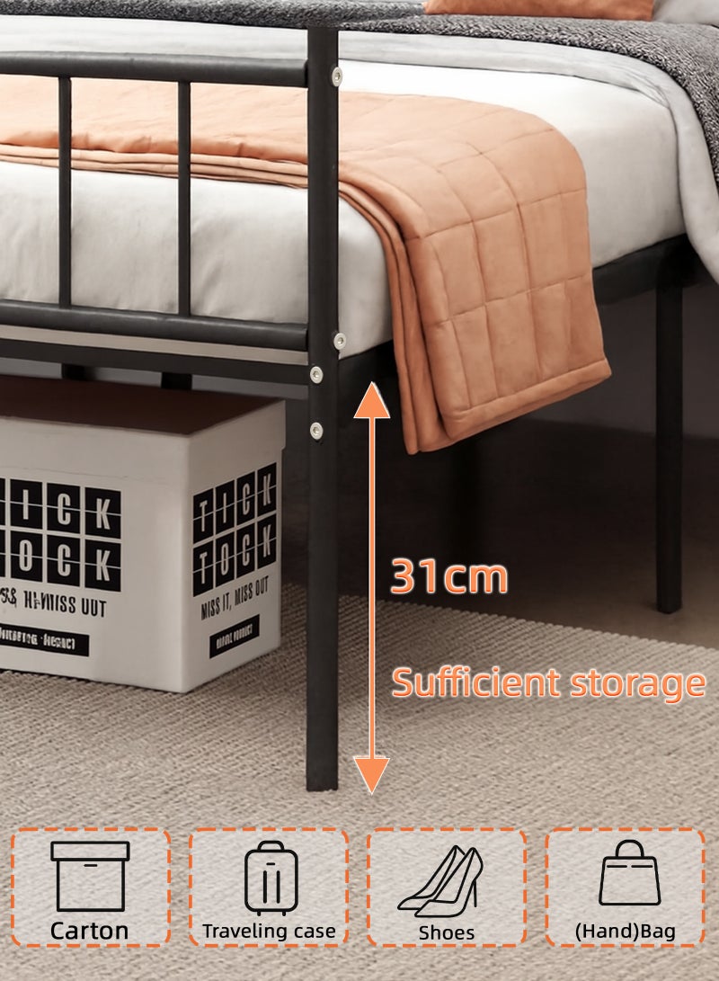ULHYC Heavy Duty Single Bed Frame with Headboard: Features Reinforced Steel Tube, Supports 272KG, Ample Underbed Storage, and No Box Spring Required for Ultimate Stability. - Image 3