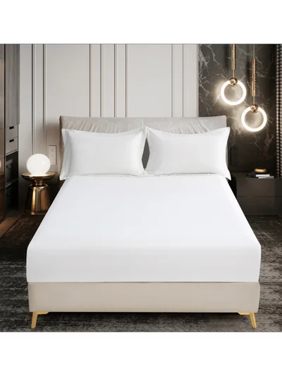 Donetella Bedding Fitted Sheet - Fits 90x190 Cm Bed For Single Bed 2 Pcs (1 Fitted Sheet and 1 Pillowcase) - 30 Cm Deep Pocket - Solid Bed Sheet