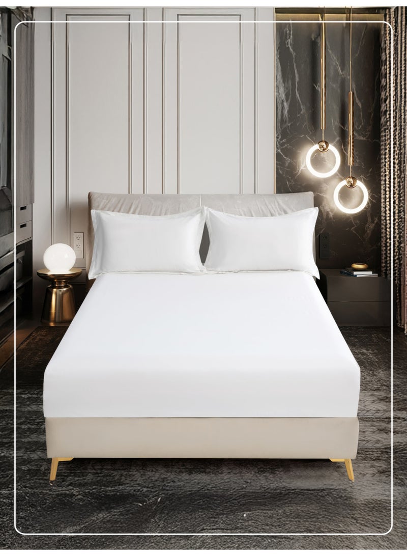 Donetella Bedding Fitted Sheet - Fits 90x200 Cm Bed For Single Bed 2 Pcs (1 Fitted Sheet and 1 Pillowcase) - 30 Cm Deep Pocket - Solid Bed Sheet - Image 1
