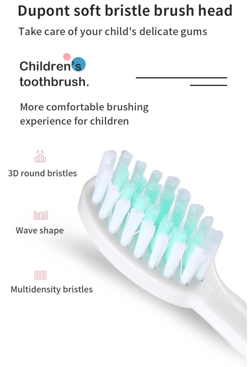 Bioline Kids Children Electric Automatic Toothbrush Kit With 6 Brushes,4 Modes Of Cleaning Giraffe White Cartoon Animals Tooth Cleaner Set Oral Care Electric Toothbrush Tools For Age3-15Years,1Piece - Image 3