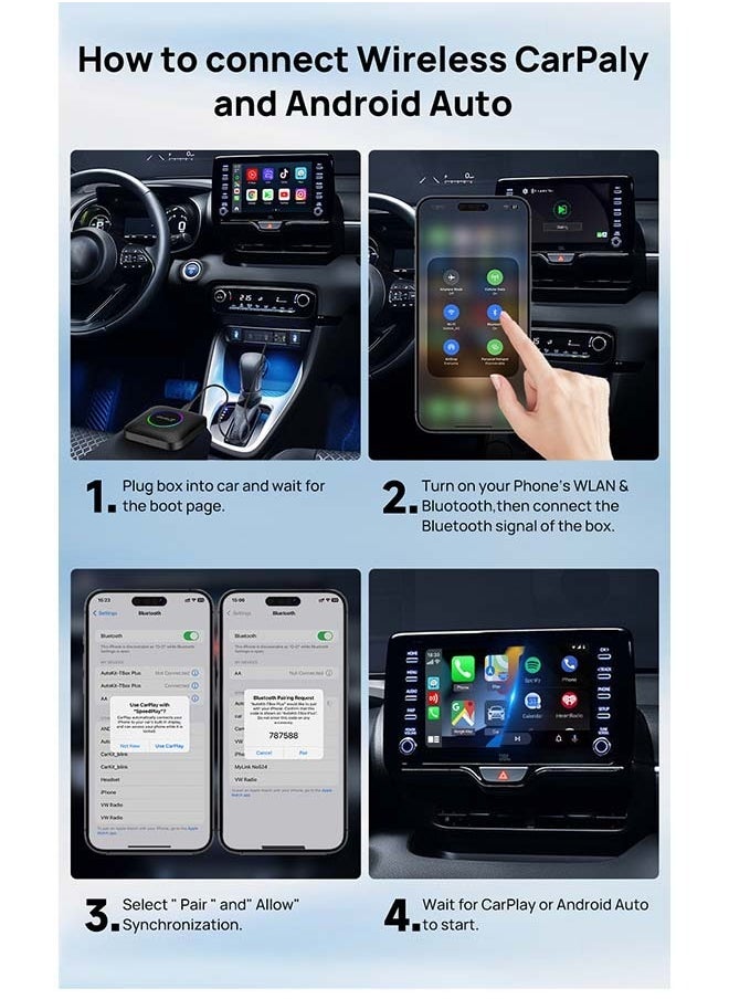 Carlinkit - 4G+64GB CarlinKit CarPlay Ai TV Box LED Plus Android13 QCM 6225 8-Core Wireless CarPlay Android Auto For Wired CarPlay 4GLTE - Image 1
