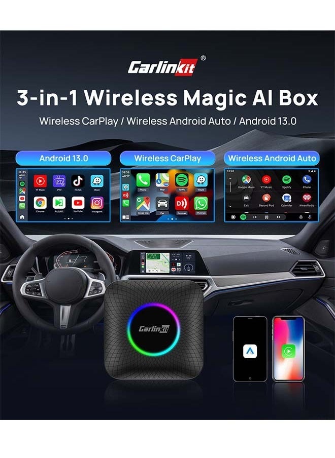 Carlinkit - 4G+64GB CarlinKit CarPlay Ai TV Box LED Plus Android13 QCM 6225 8-Core Wireless CarPlay Android Auto For Wired CarPlay 4GLTE - Image 1
