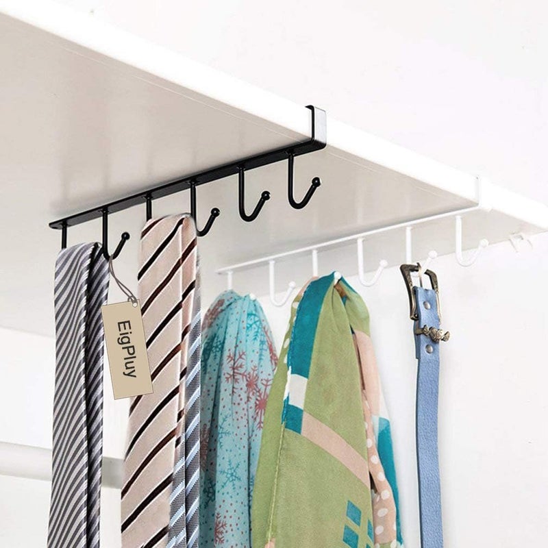 EigPluy Mug Holder Under Cabinet Adhesive Cup Hooks Drilling Free Coffee Cups Holder Kitchen Utensil Storage Shelf Ties Belts Scarf Hanging Rack - Image 4