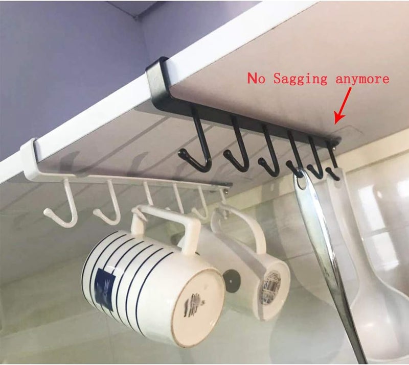 EigPluy Mug Holder Under Cabinet Adhesive Cup Hooks Drilling Free Coffee Cups Holder Kitchen Utensil Storage Shelf Ties Belts Scarf Hanging Rack - Image 5