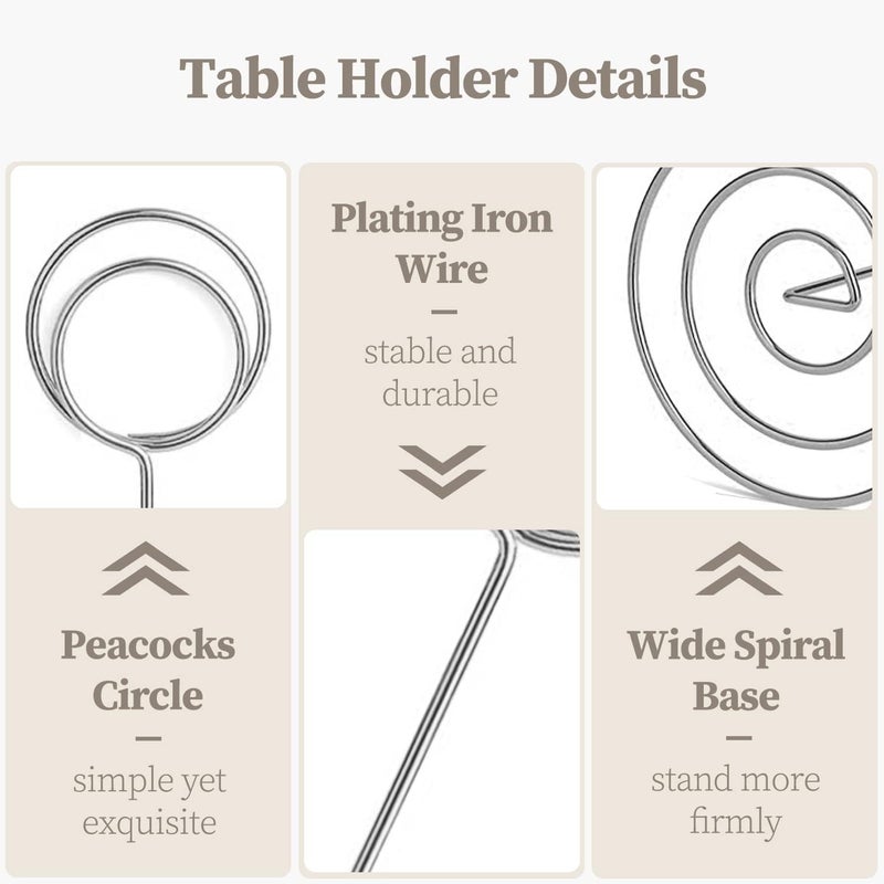 RONTEDA Table Number Holders 10Pcs - 8.75 inch Tall Table Number Stands Place Card Holder for Wedding Party Graduation Reception Restaurant Home Photo Picture Office Memo (Silver, 8.75") - Image 3