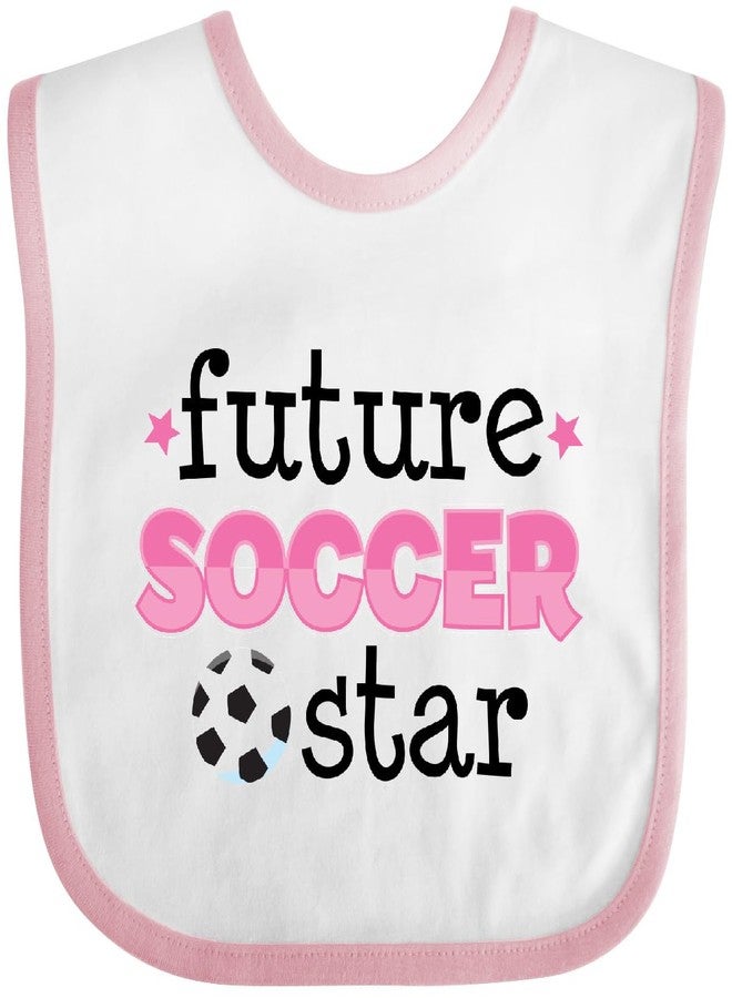 inktastic Future Soccer Star Girls Baby Bib White and Pink Ed8c - Image 1