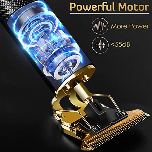 PXLISIE Hair Clippers for Men, Hair Trimmer T Blade Trimmer Zero Gapped Trimmer, Cordless Rechargeable Beard Trimmer Shaver Hair Cutting Kit with Ear Spoon Tool Set (Gold) - Image 4