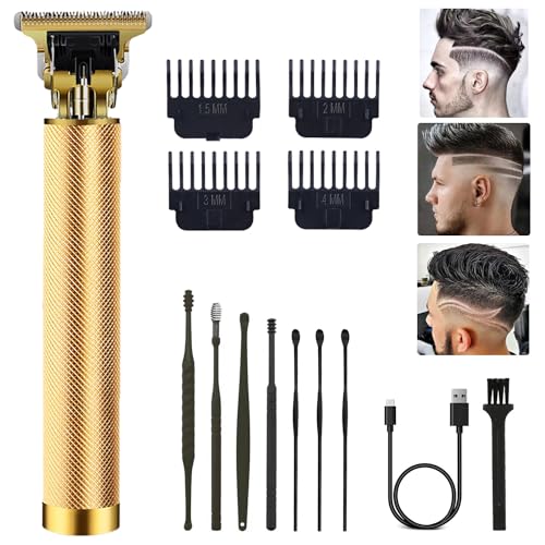 PXLISIE Hair Clippers for Men, Hair Trimmer T Blade Trimmer Zero Gapped Trimmer, Cordless Rechargeable Beard Trimmer Shaver Hair Cutting Kit with Ear Spoon Tool Set (Gold) - Image 1