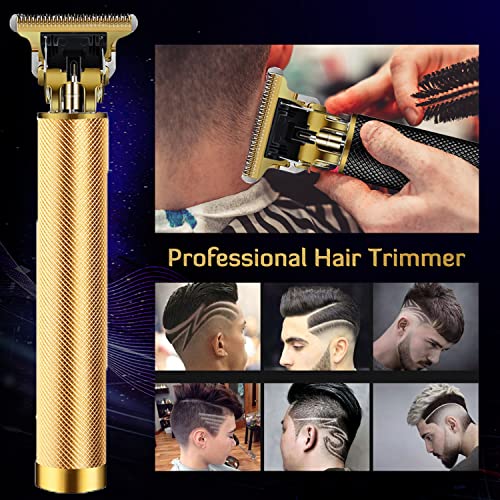 PXLISIE Hair Clippers for Men, Hair Trimmer T Blade Trimmer Zero Gapped Trimmer, Cordless Rechargeable Beard Trimmer Shaver Hair Cutting Kit with Ear Spoon Tool Set (Gold) - Image 2