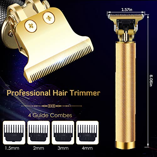 PXLISIE Hair Clippers for Men, Hair Trimmer T Blade Trimmer Zero Gapped Trimmer, Cordless Rechargeable Beard Trimmer Shaver Hair Cutting Kit with Ear Spoon Tool Set (Gold) - Image 3