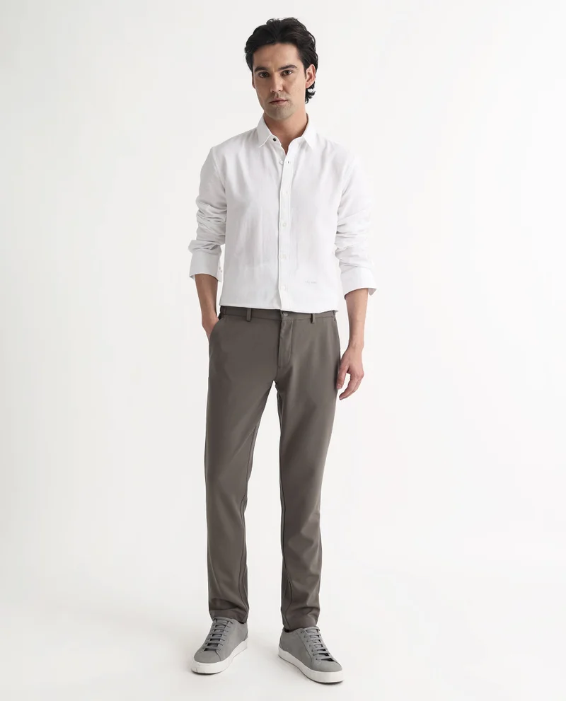 Rare Rabbit Rare Rabbit Mens Otago White Cotton Fabric Full Sleeves Regular Fit Solid Twill Shirt