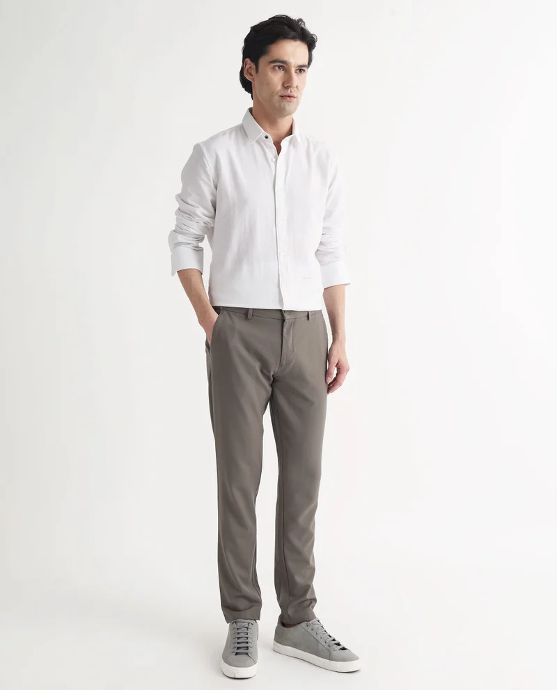 Rare Rabbit Rare Rabbit Mens Otago White Cotton Fabric Full Sleeves Regular Fit Solid Twill Shirt