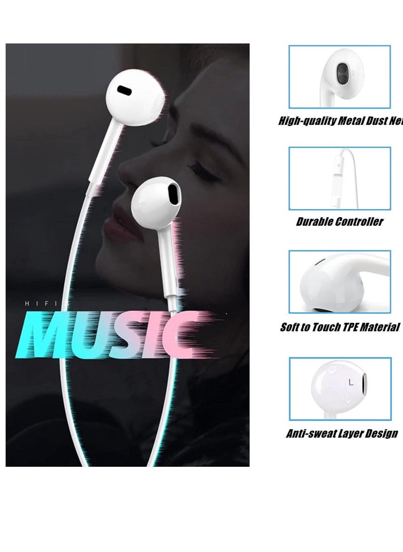 JAJEEK - iPhone Earbuds Headphones with Lightning Connector, [MFi Certified] Wired in-Ear Earphones with Microphone and Volume Control Compatible with iPhone 13/12/11 Pro Max/XS Max/X/8 Plus/7 - White - Image 1