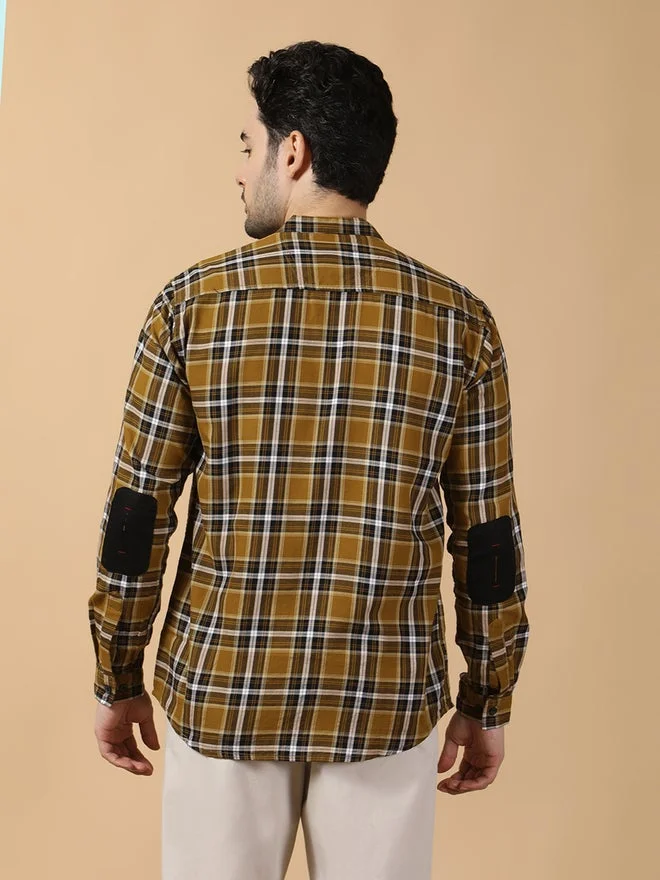 Kuons Avenue  KUONS AVENUE Men Checked Stand Collar Casual Shirt for Men | Best Price UAE