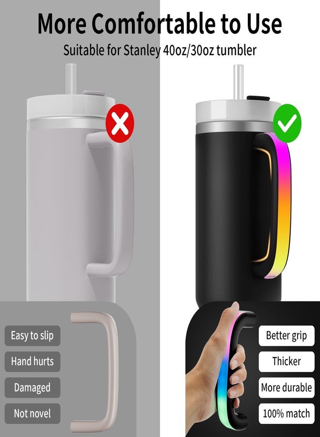 Terficer 6 Colors LED Light-Up Tumbler Handle for Stanley 40oz/30oz, Comfortable Water Bottle Handle for Stanley Tumbler-Compatible with 40oz Stanley Cup Accessories, Use for Outdoor, Party, Home (Black) - Image 5