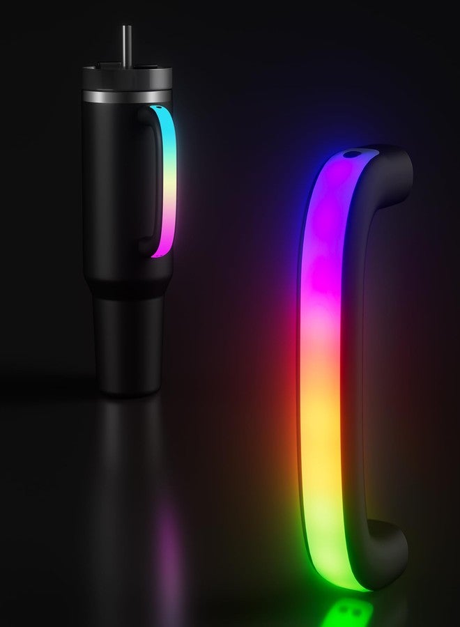 Terficer 6 Colors LED Light-Up Tumbler Handle for Stanley 40oz/30oz, Comfortable Water Bottle Handle for Stanley Tumbler-Compatible with 40oz Stanley Cup Accessories, Use for Outdoor, Party, Home (Black) - Image 1